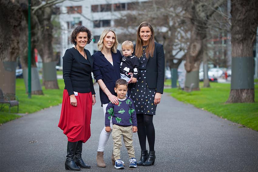 Associate Professor Sally Bell and IBD specialist Dr Emma Flanagan join Brodie Dupre and her children Associate Professor Sally Bell and IBD specialist Dr Emma Flanagan join Brodie Dupre and her children