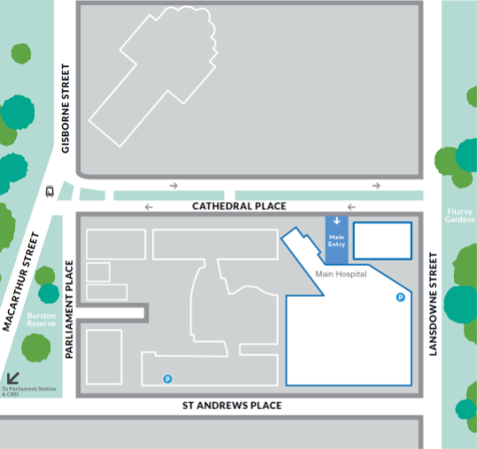 St Vincent's Hospital on the Park map